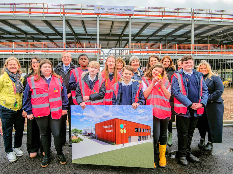 Surrey’s flagship Net Zero Carbon School celebrates topping out